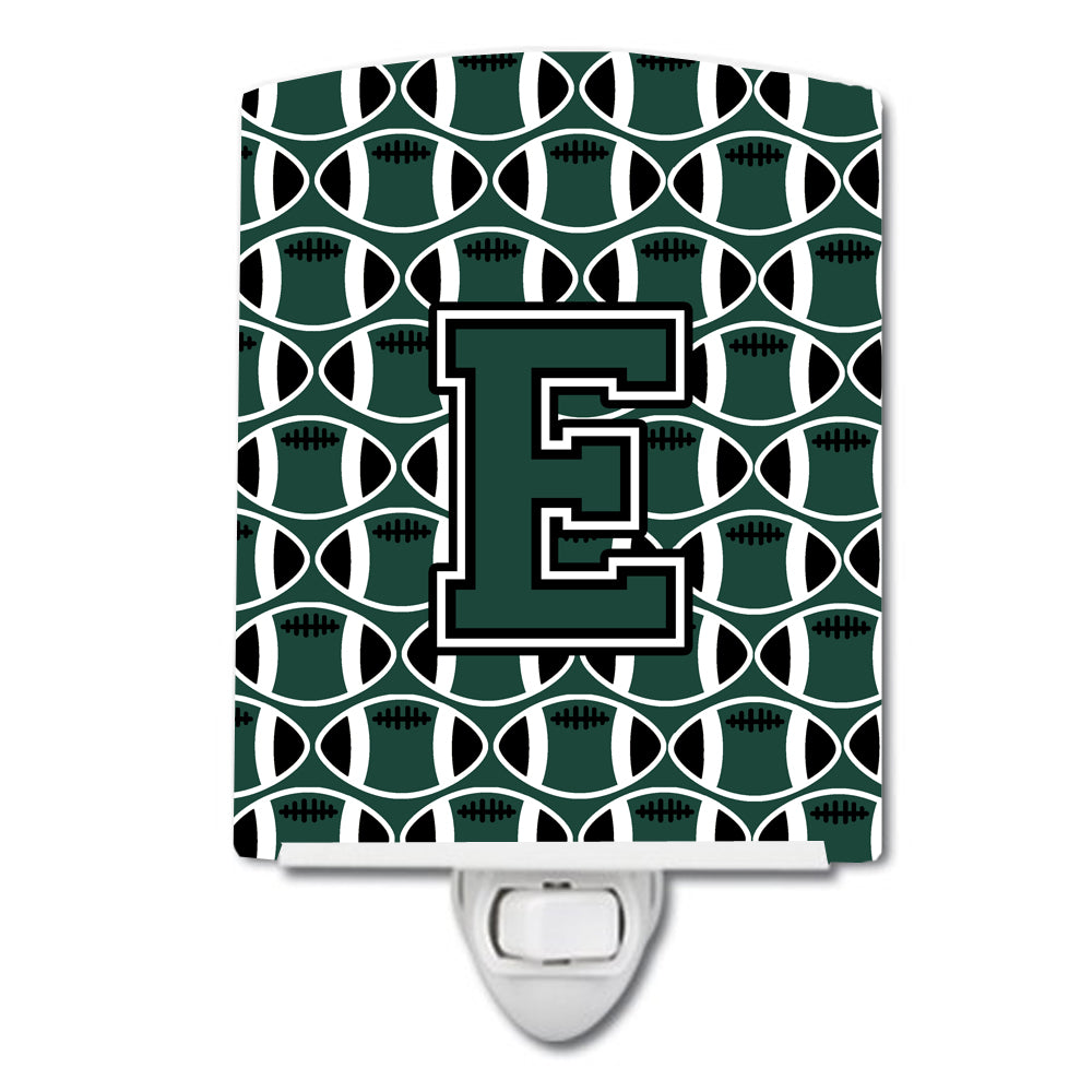 Letter E Football Green and White Ceramic Night Light CJ1071-ECNL - the-store.com
