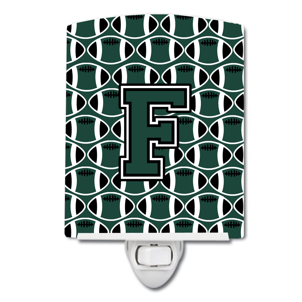 Letter F Football Green and White Ceramic Night Light CJ1071-FCNL - the-store.com