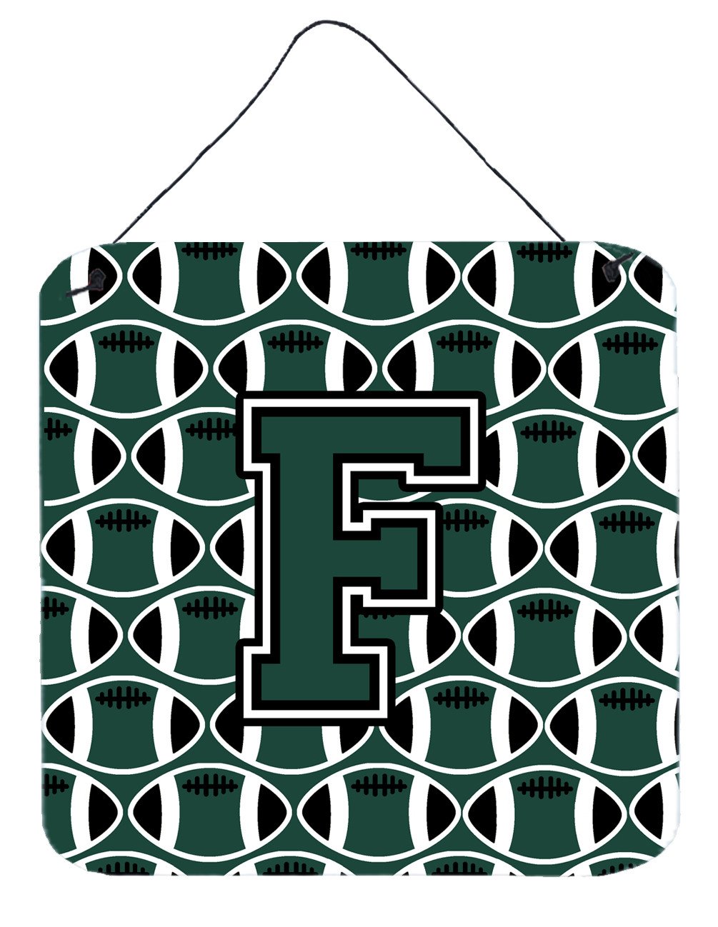 Letter F Football Green and White Wall or Door Hanging Prints CJ1071-FDS66 by Caroline&#39;s Treasures