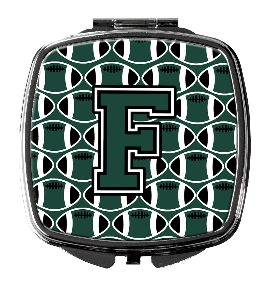 Letter F Football Green and White Compact Mirror CJ1071-FSCM  the-store.com.