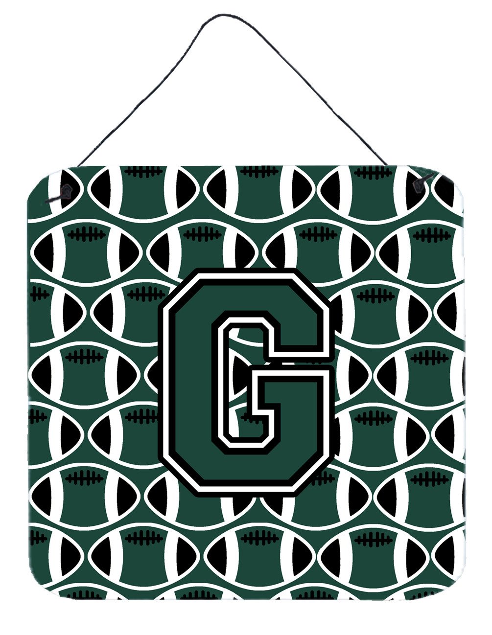 Letter G Football Green and White Wall or Door Hanging Prints CJ1071-GDS66 by Caroline&#39;s Treasures