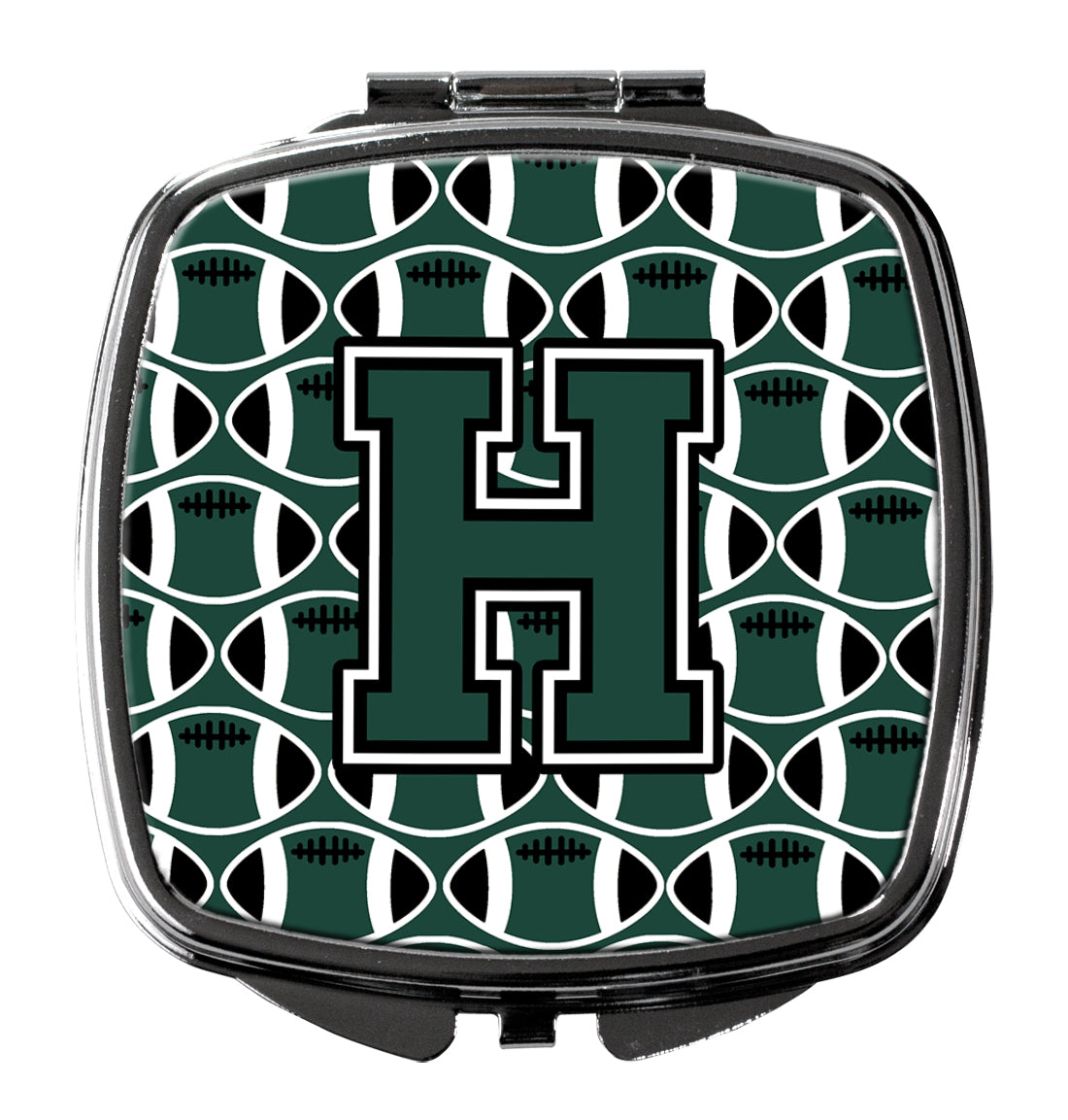 Letter H Football Green and White Compact Mirror CJ1071-HSCM  the-store.com.