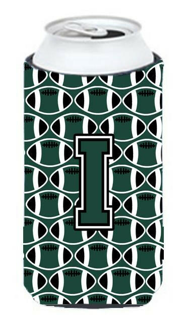 Letter I Football Green and White Tall Boy Beverage Insulator Hugger CJ1071-ITBC by Caroline's Treasures