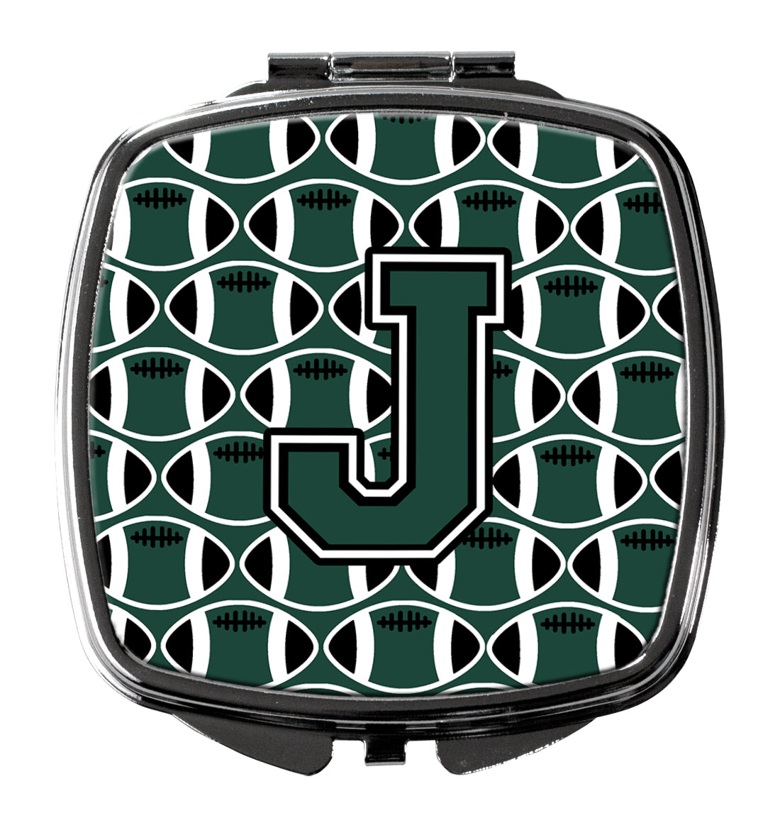 Letter J Football Green and White Compact Mirror CJ1071-JSCM  the-store.com.