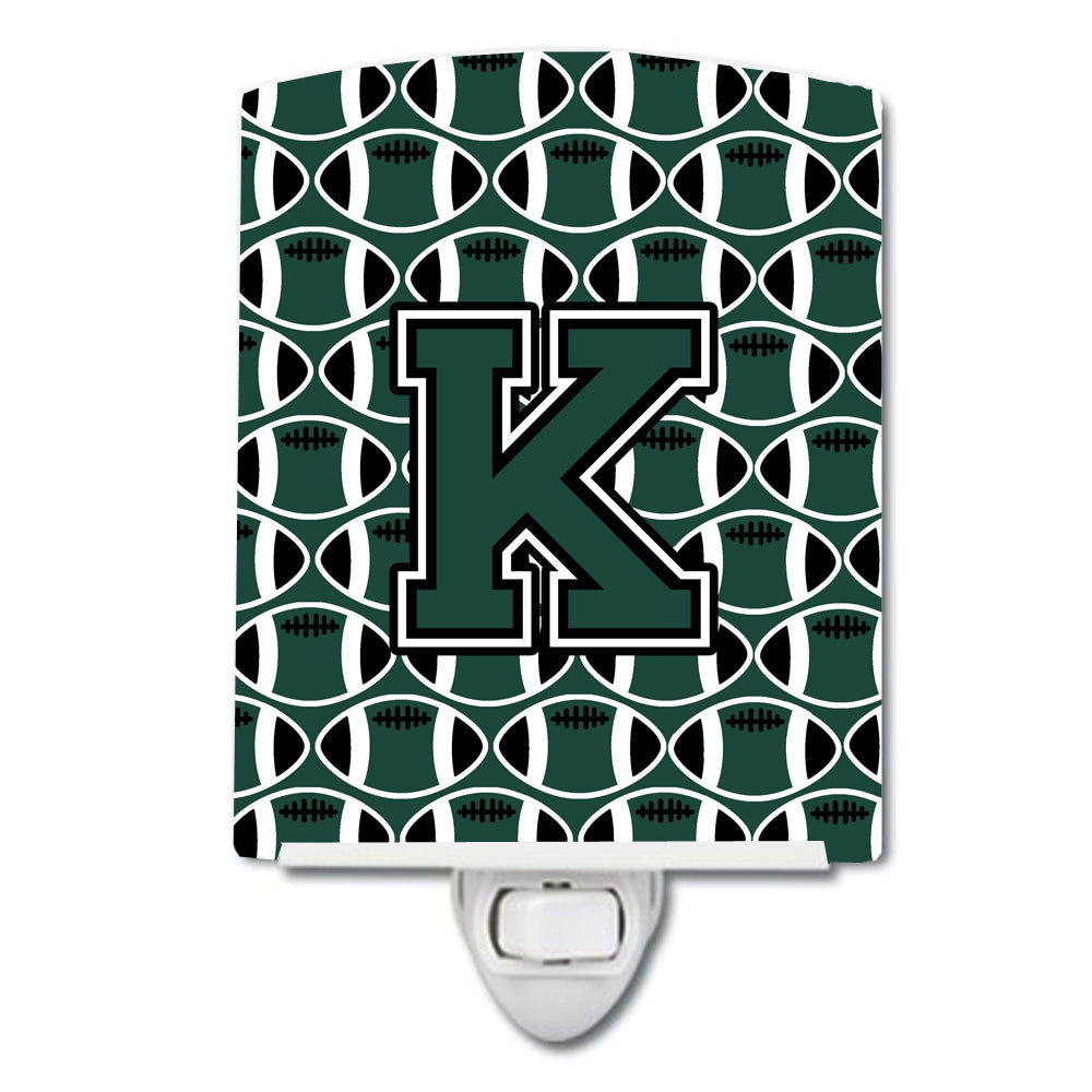 Letter K Football Green and White Ceramic Night Light CJ1071-KCNL - the-store.com