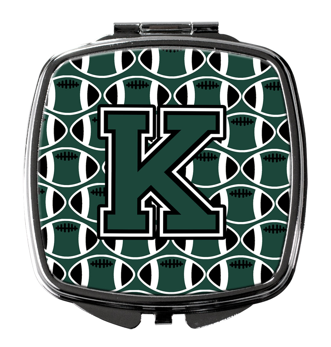 Letter K Football Green and White Compact Mirror CJ1071-KSCM