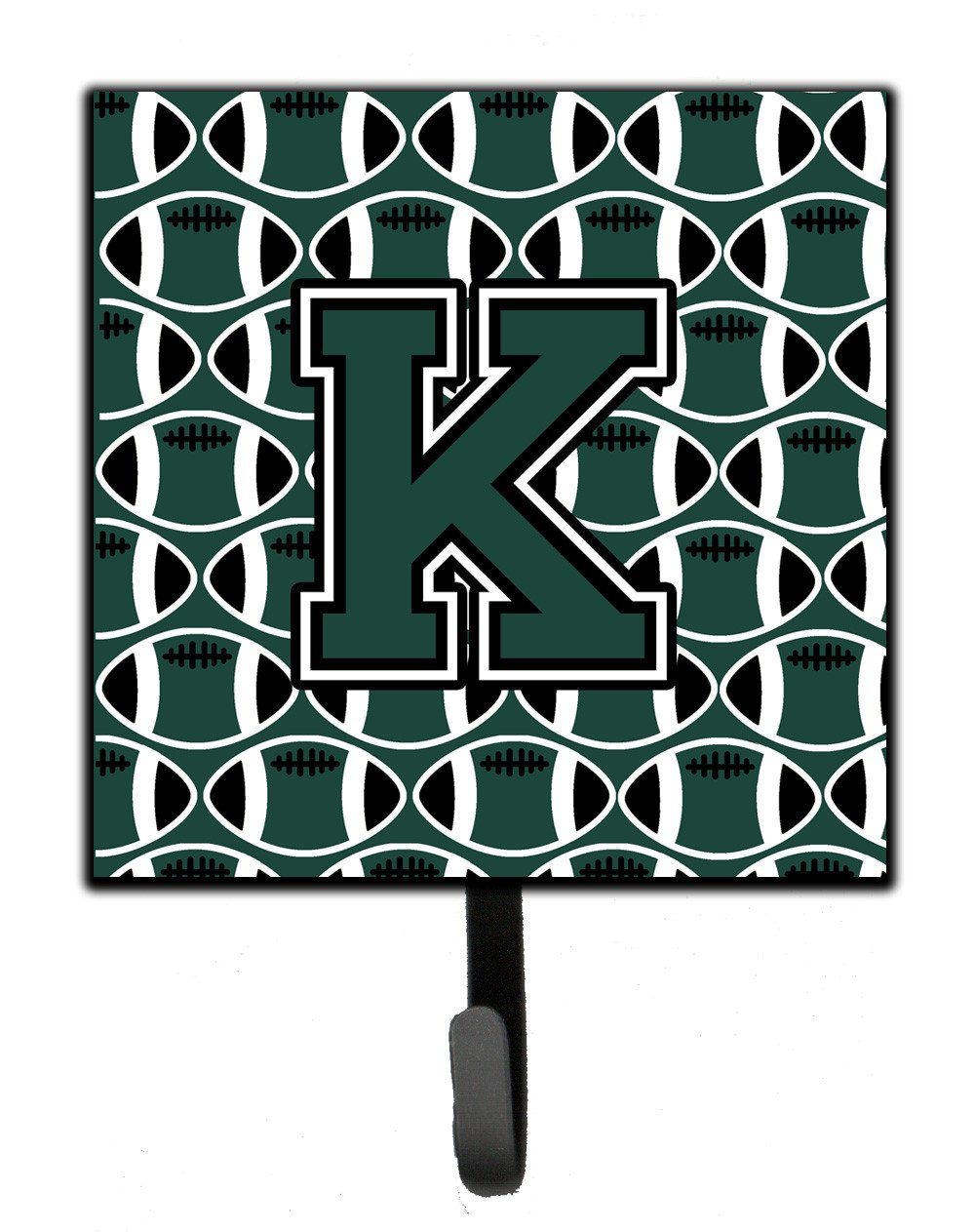 Letter K Football Green and White Leash or Key Holder CJ1071-KSH4 by Caroline&#39;s Treasures