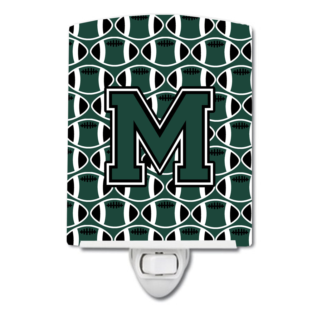 Letter M Football Green and White Ceramic Night Light CJ1071-MCNL - the-store.com