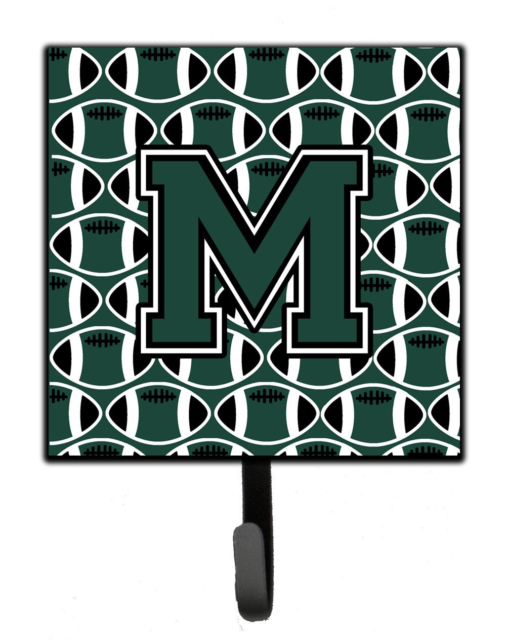 Letter M Football Green and White Leash or Key Holder CJ1071-MSH4 by Caroline&#39;s Treasures