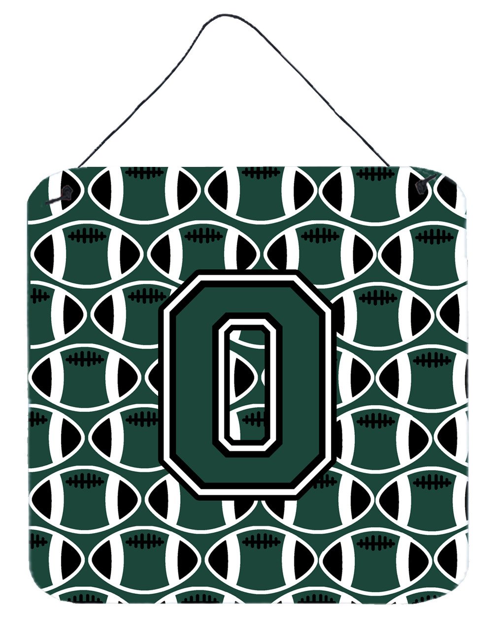 Letter O Football Green and White Wall or Door Hanging Prints CJ1071-ODS66 by Caroline&#39;s Treasures