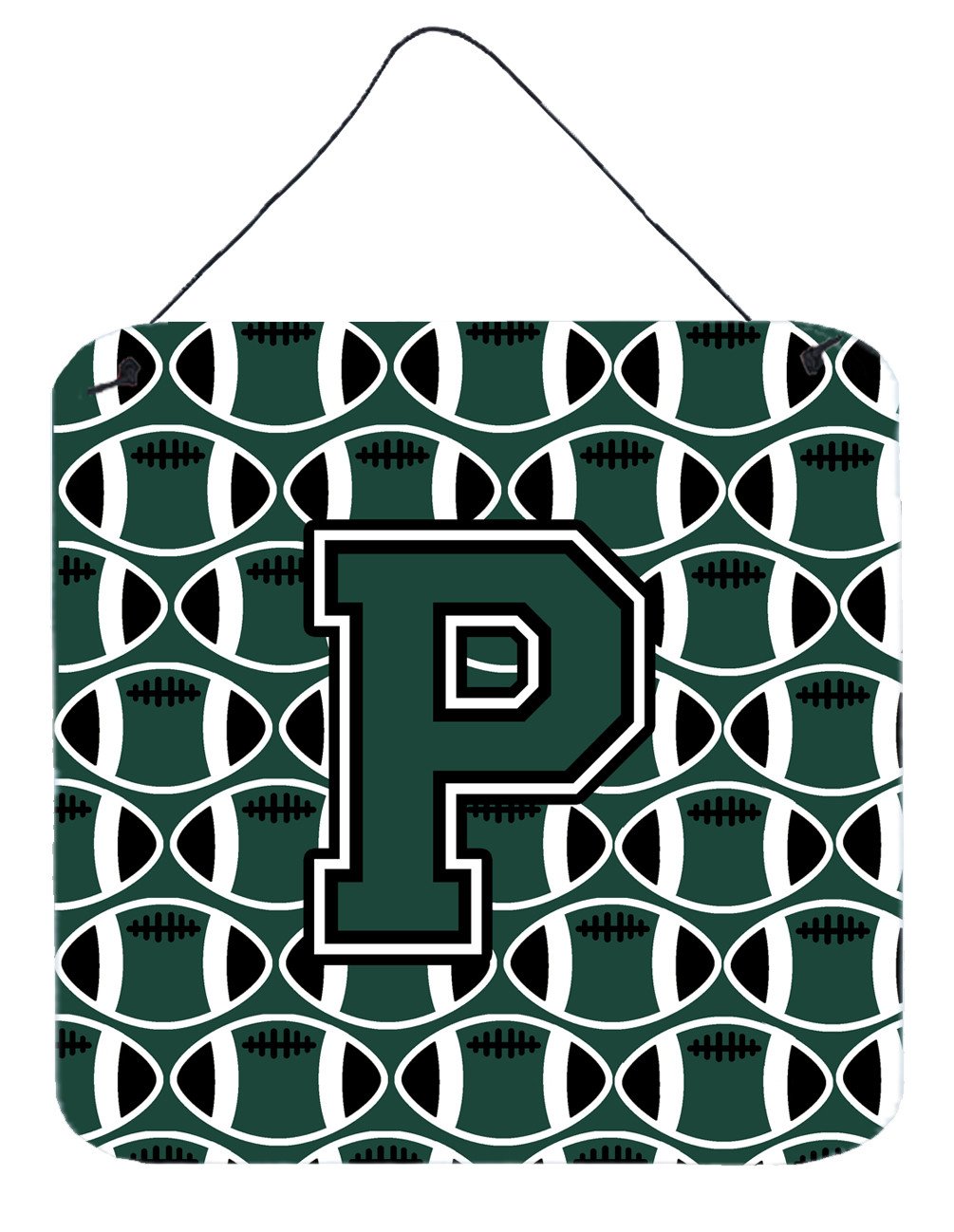 Letter P Football Green and White Wall or Door Hanging Prints CJ1071-PDS66 by Caroline's Treasures