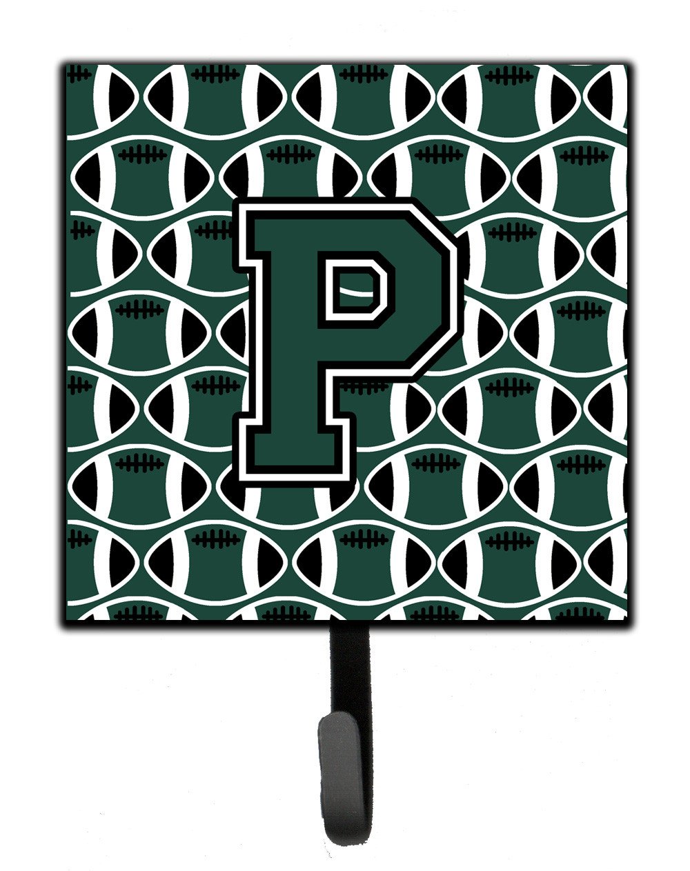 Letter P Football Green and White Leash or Key Holder CJ1071-PSH4 by Caroline&#39;s Treasures