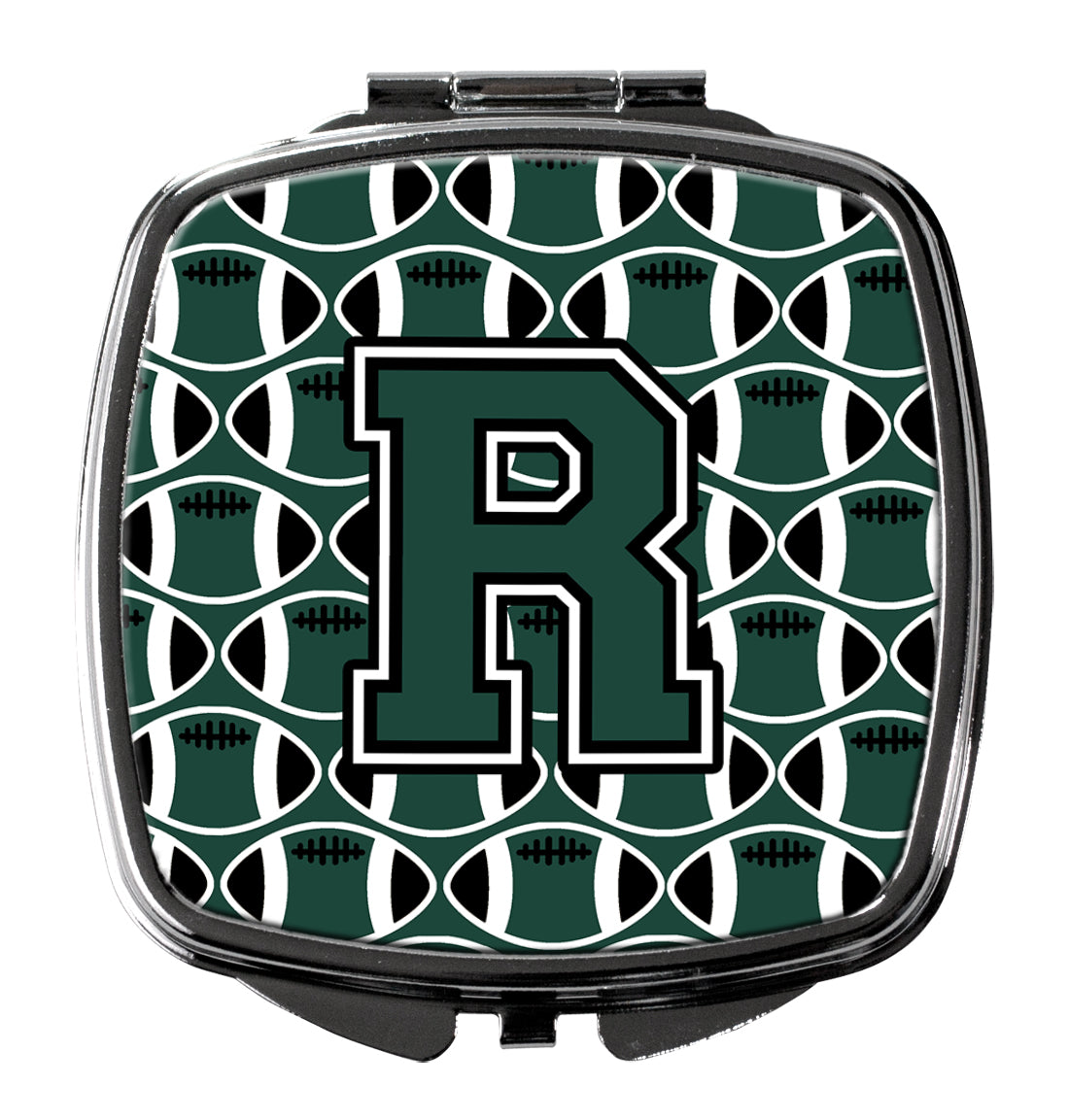 Letter R Football Green and White Compact Mirror CJ1071-RSCM  the-store.com.