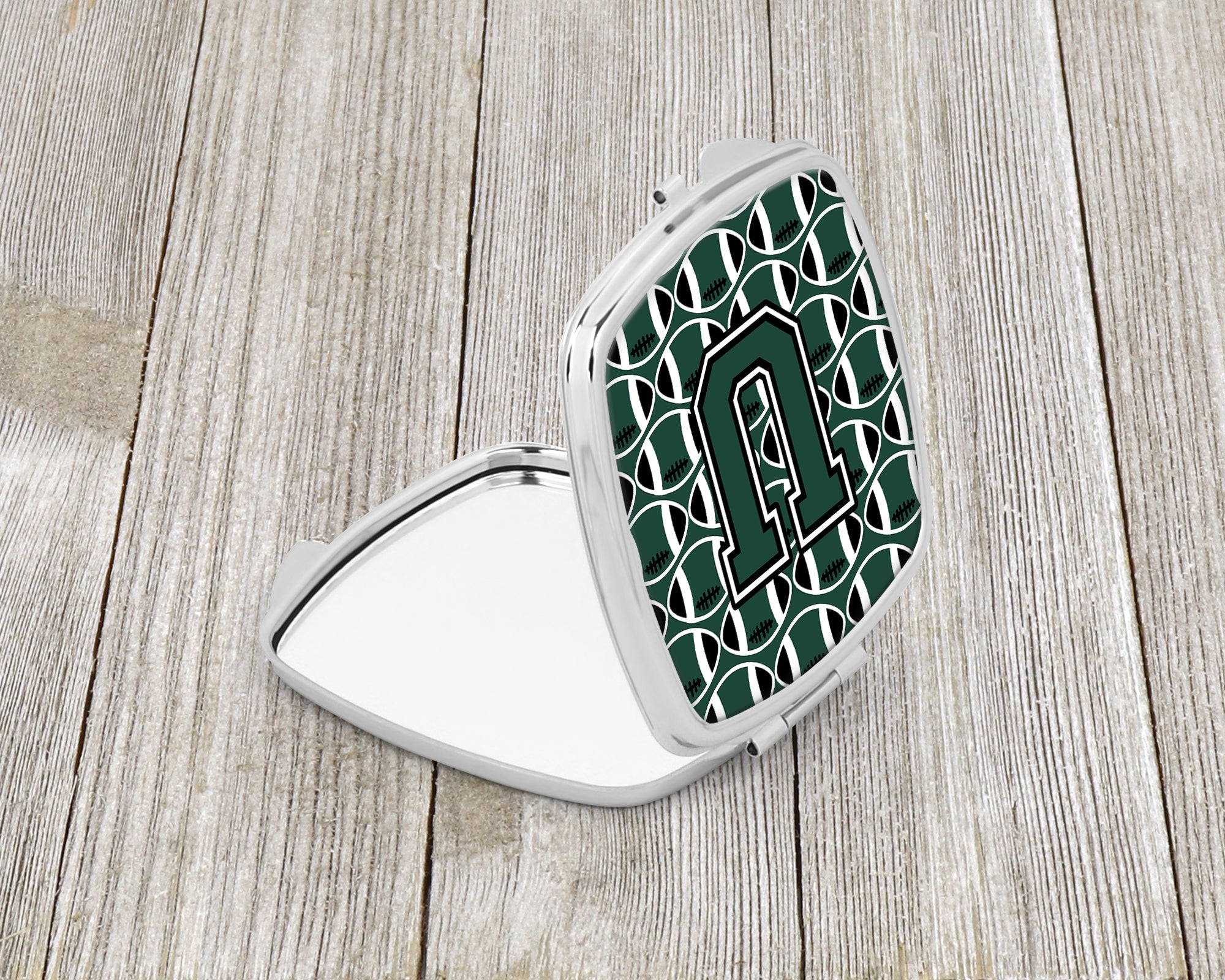 Letter U Football Green and White Compact Mirror CJ1071-USCM