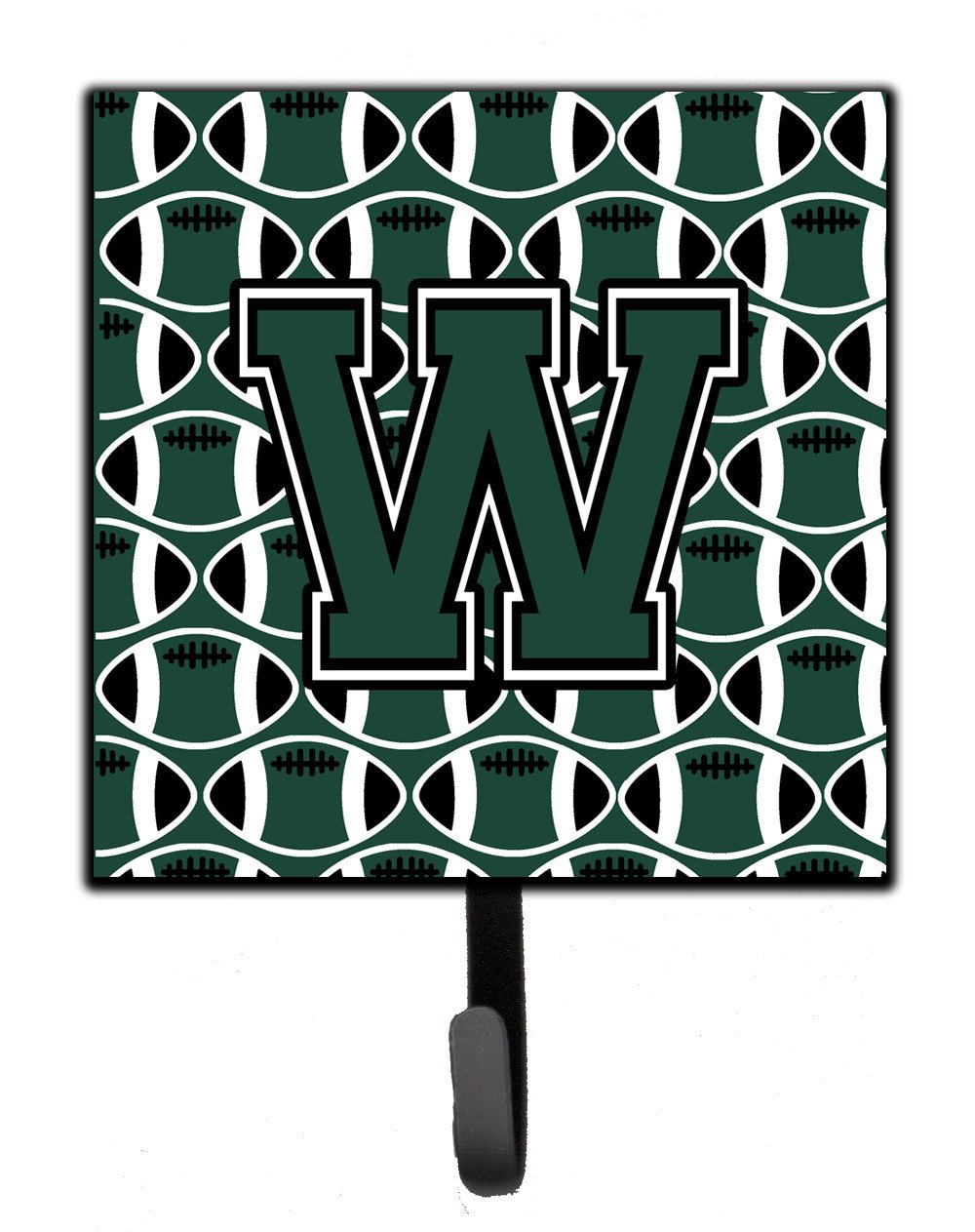 Letter W Football Green and White Leash or Key Holder CJ1071-WSH4 by Caroline&#39;s Treasures