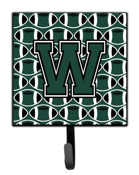 Letter W Football Green and White Leash or Key Holder CJ1071-WSH4 by Caroline's Treasures