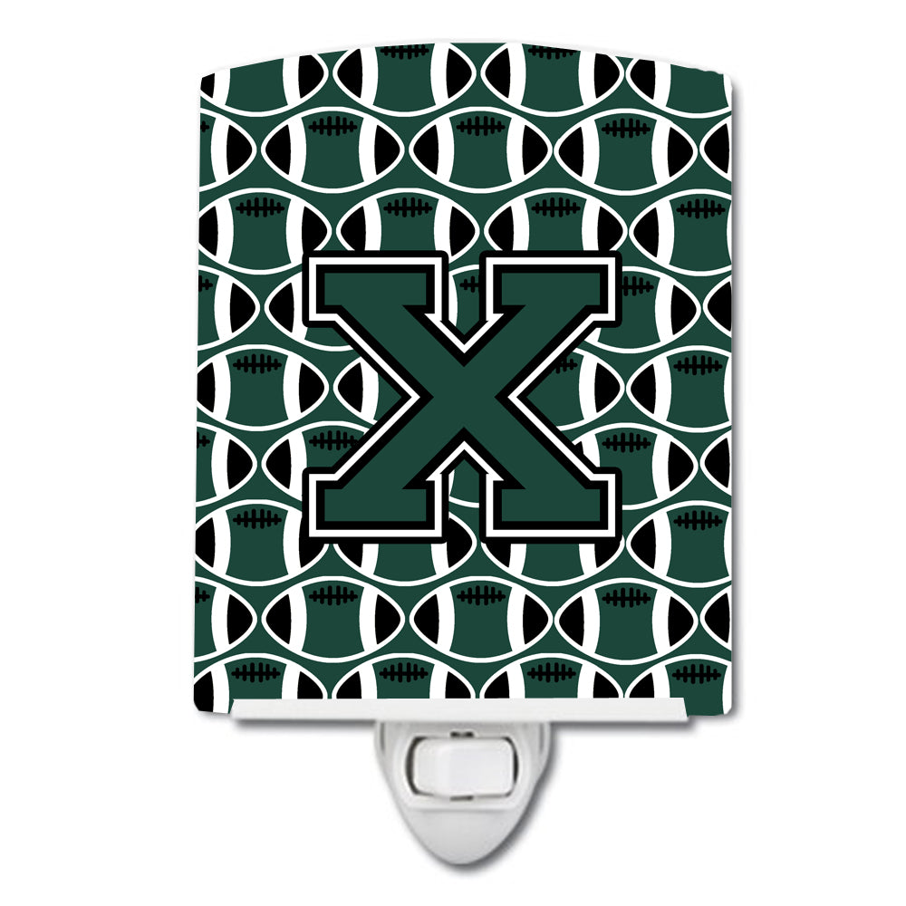 Letter X Football Green and White Ceramic Night Light CJ1071-XCNL - the-store.com
