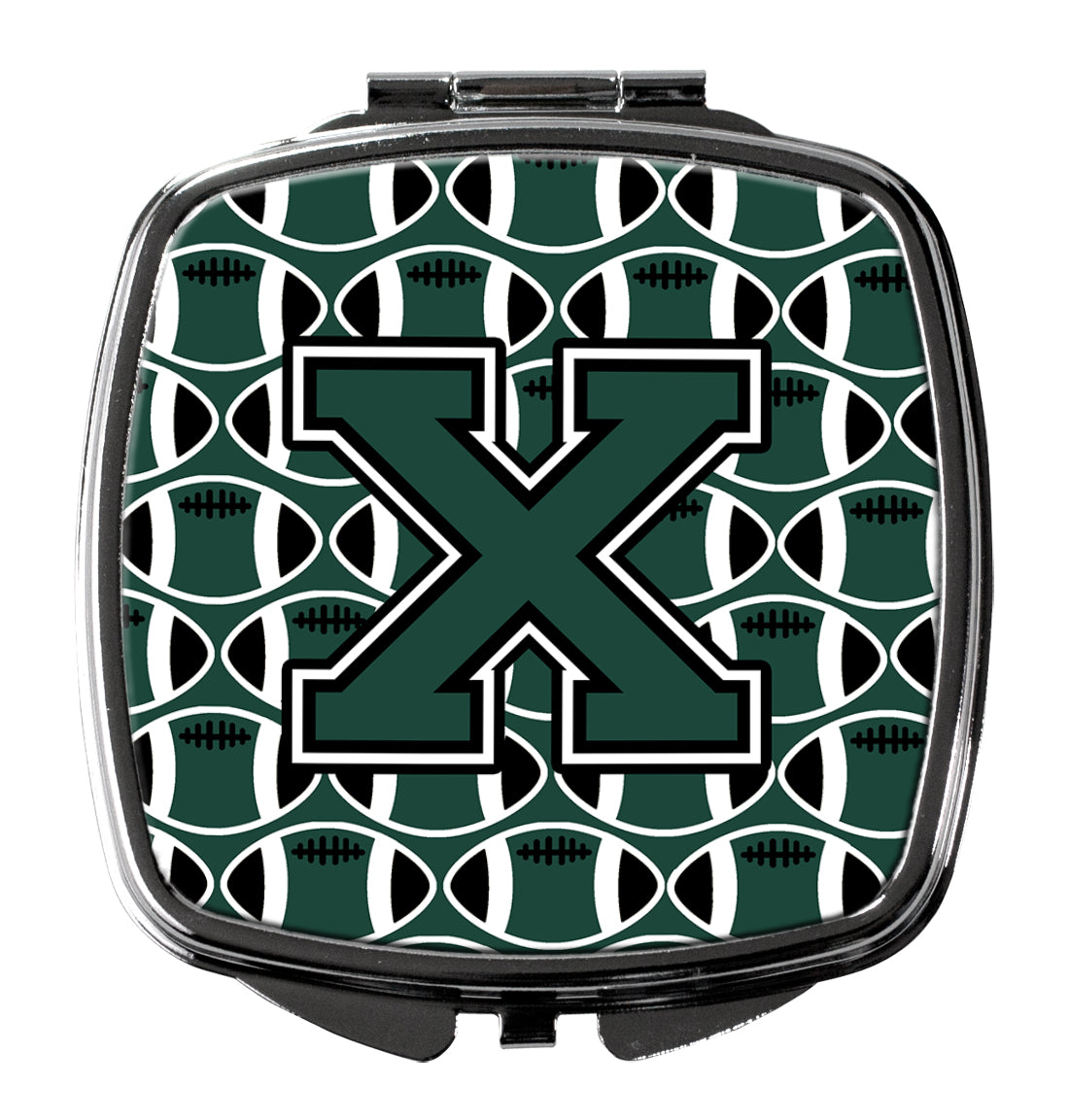 Letter X Football Green and White Compact Mirror CJ1071-XSCM  the-store.com.
