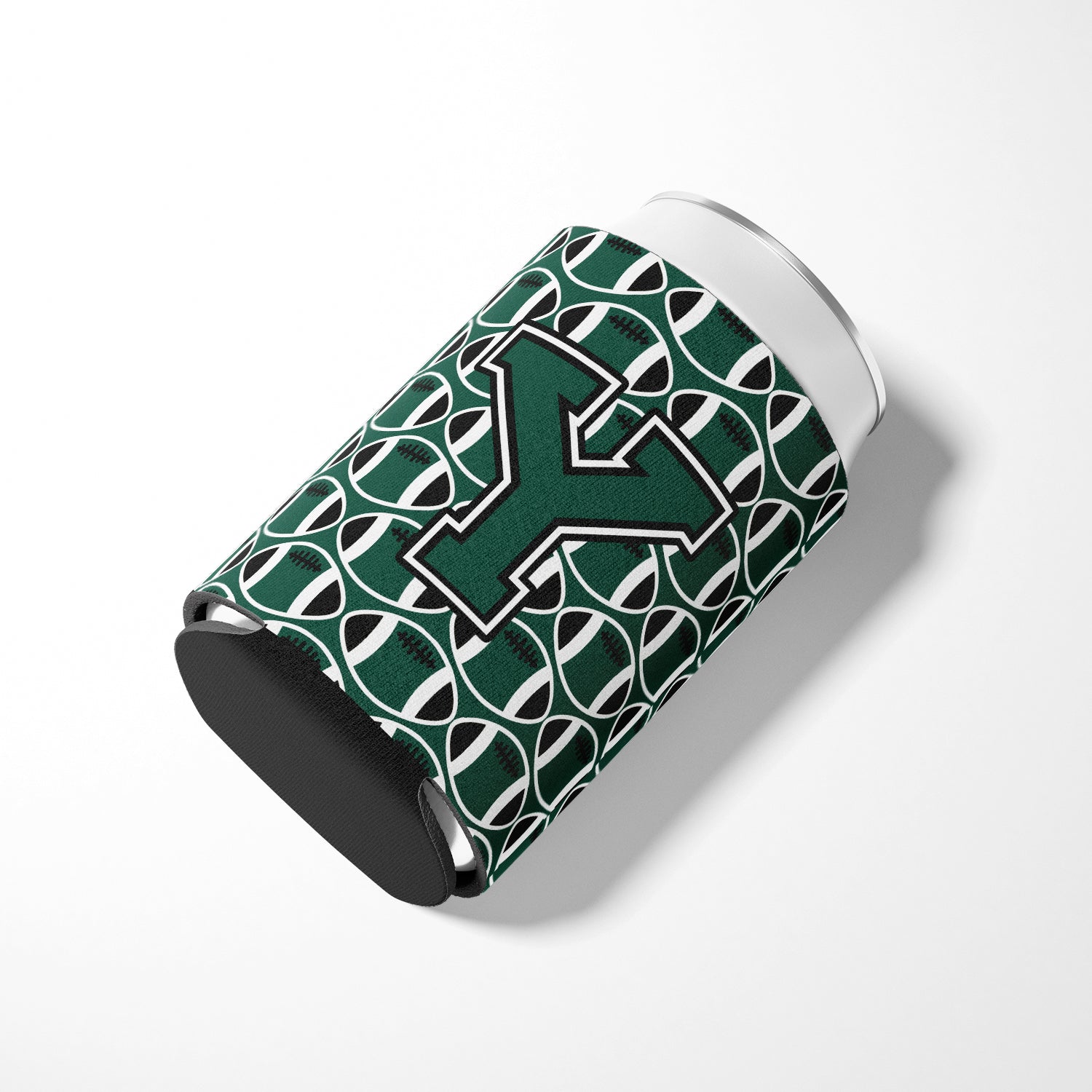 Letter Y Football Green and White Can or Bottle Hugger CJ1071-YCC