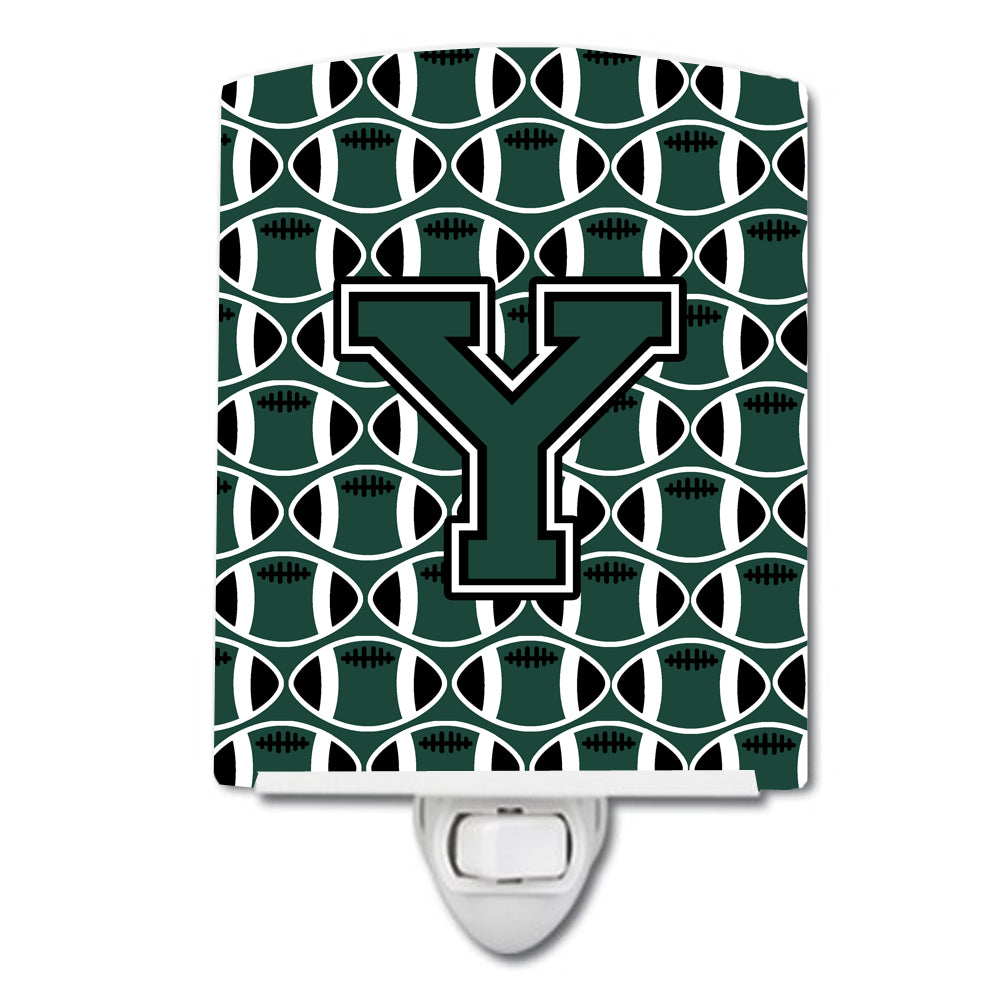 Letter Y Football Green and White Ceramic Night Light CJ1071-YCNL - the-store.com