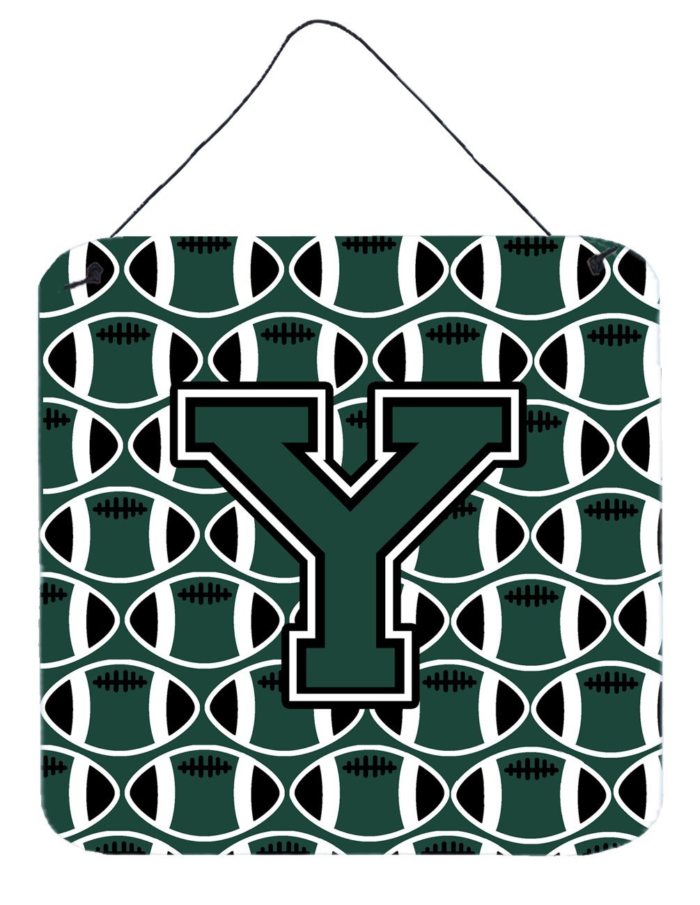 Letter Y Football Green and White Wall or Door Hanging Prints CJ1071-YDS66 by Caroline&#39;s Treasures
