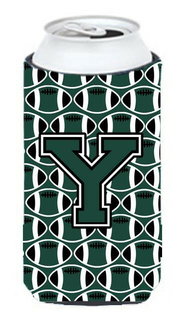 Letter Y Football Green and White Tall Boy Beverage Insulator Hugger CJ1071-YTBC by Caroline&#39;s Treasures