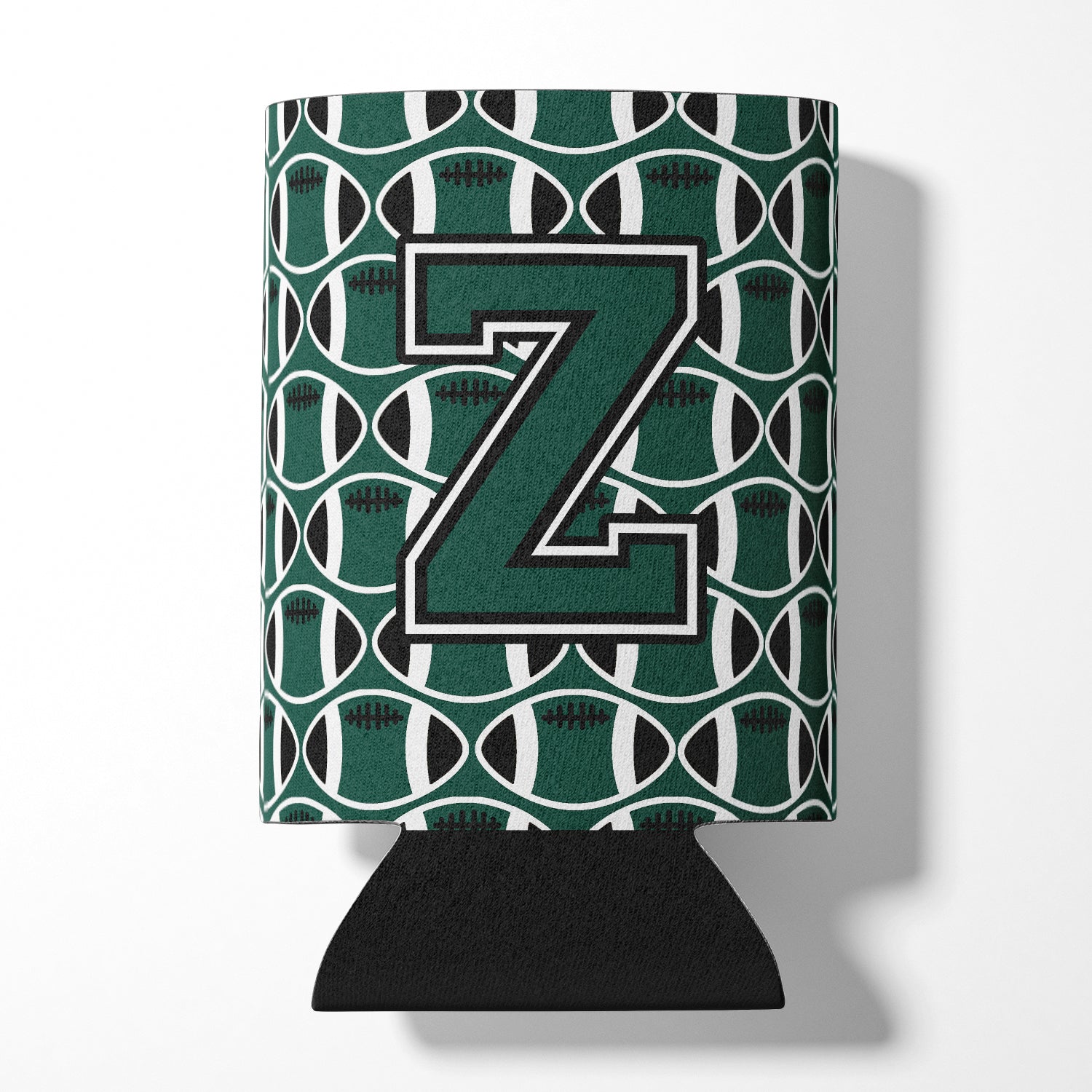 Letter Z Football Green and White Can or Bottle Hugger CJ1071-ZCC
