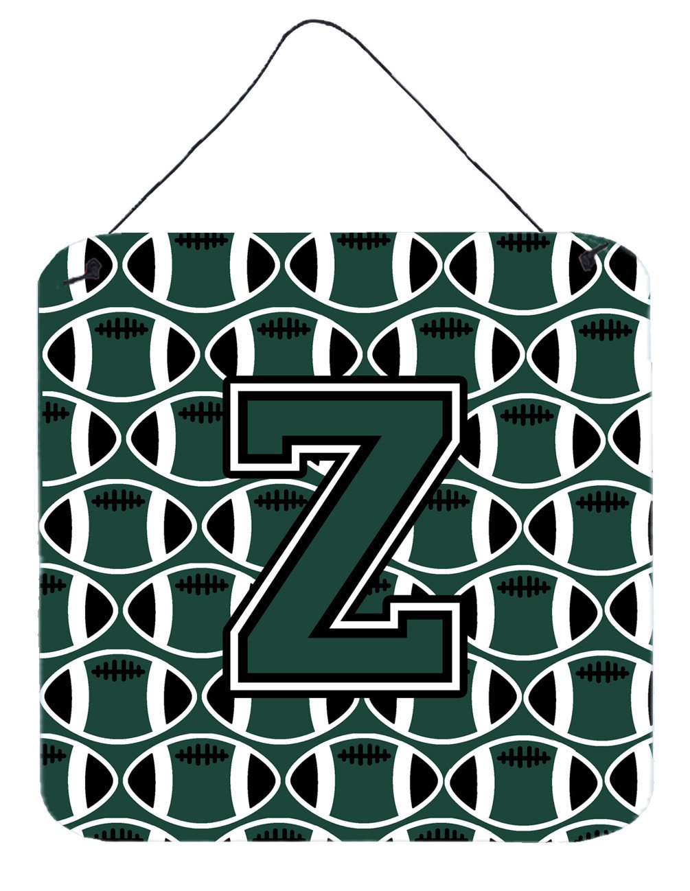 Letter Z Football Green and White Wall or Door Hanging Prints CJ1071-ZDS66 by Caroline&#39;s Treasures