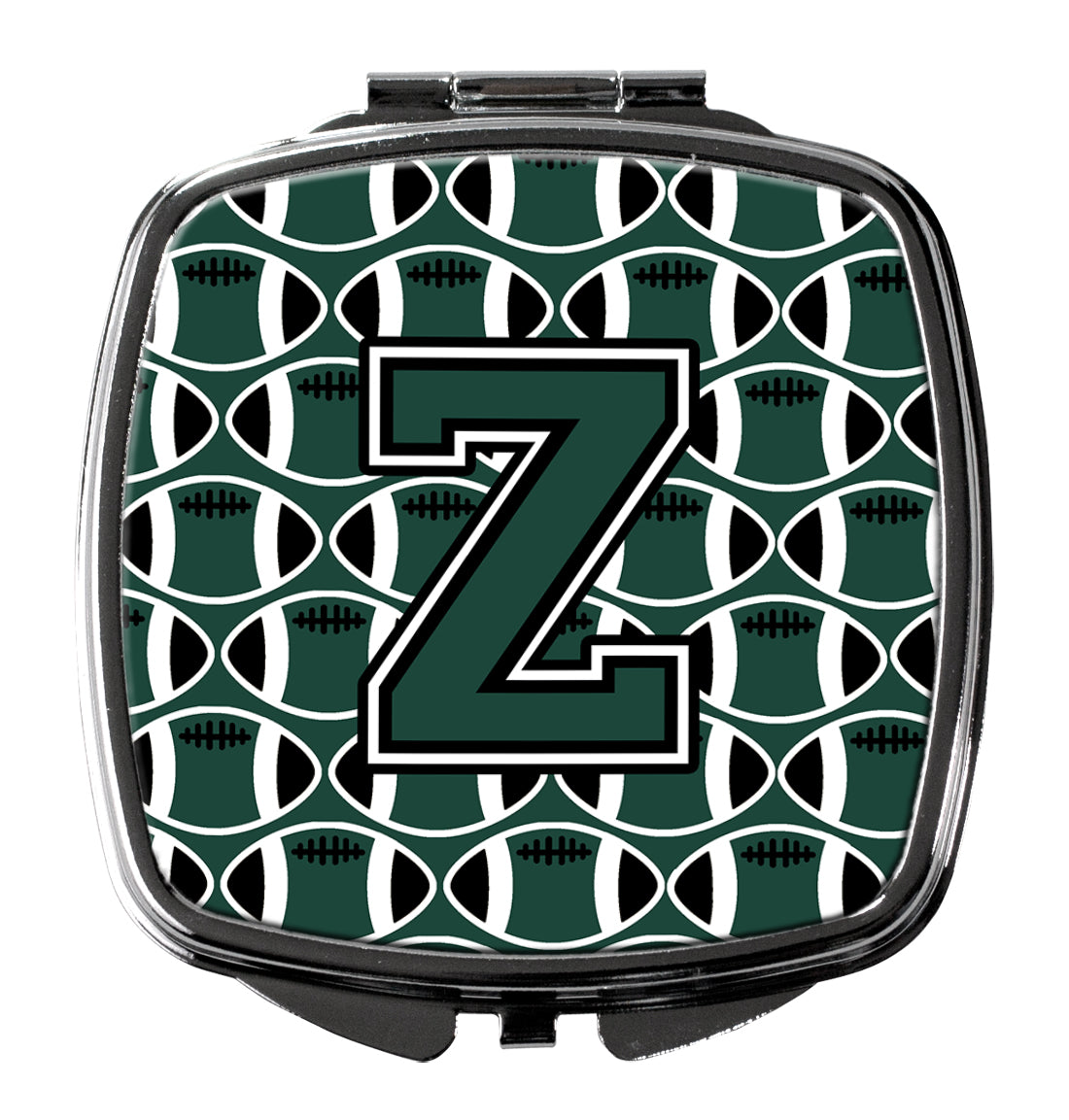 Letter Z Football Green and White Compact Mirror CJ1071-ZSCM
