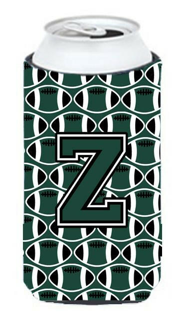 Letter Z Football Green and White Tall Boy Beverage Insulator Hugger CJ1071-ZTBC by Caroline&#39;s Treasures