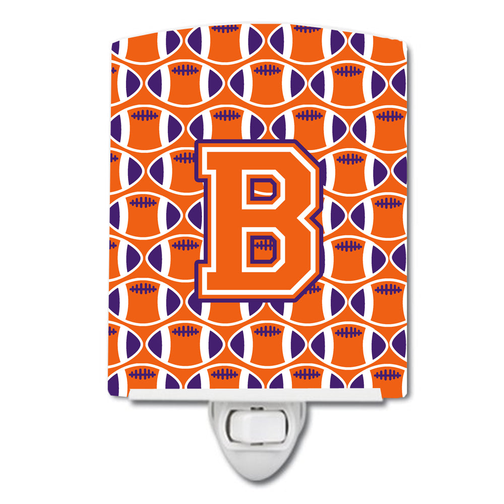 Letter B Football Orange, White and Regalia Ceramic Night Light CJ1072-BCNL - the-store.com