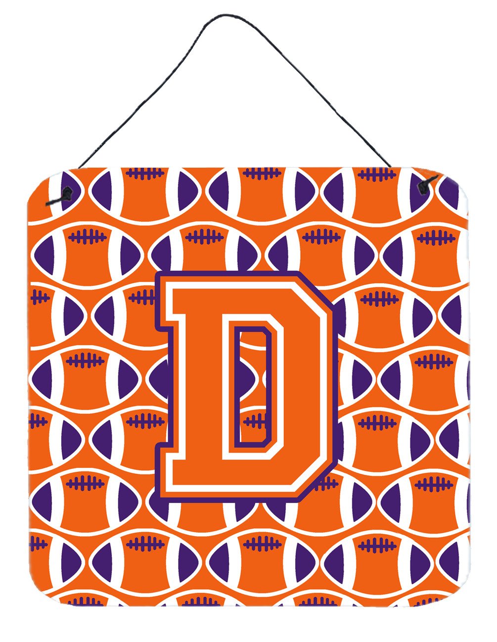 Letter D Football Orange, White and Regalia Wall or Door Hanging Prints CJ1072-DDS66 by Caroline&#39;s Treasures