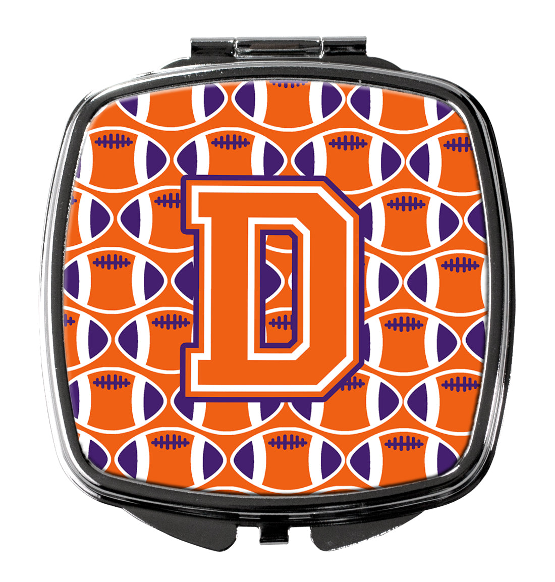 Letter D Football Orange, White and Regalia Compact Mirror CJ1072-DSCM