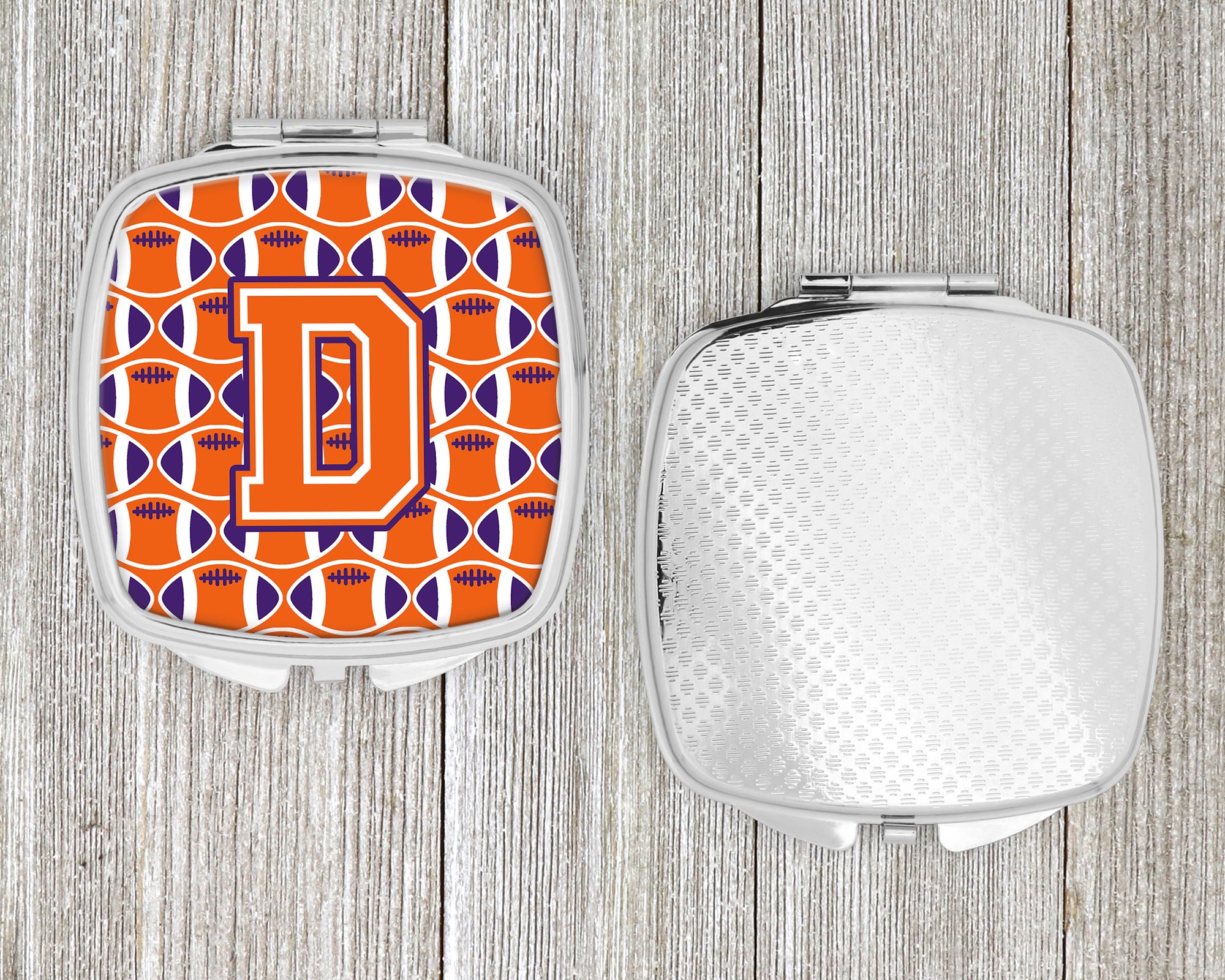 Lettre D Football Orange, Blanc et Regalia Compact Miroir CJ1072-DSCM