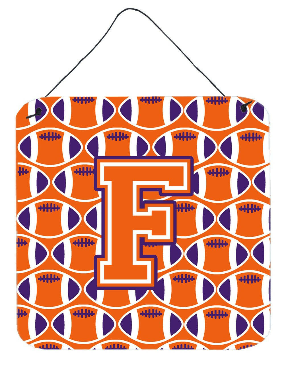Letter F Football Orange, White and Regalia Wall or Door Hanging Prints CJ1072-FDS66 by Caroline&#39;s Treasures