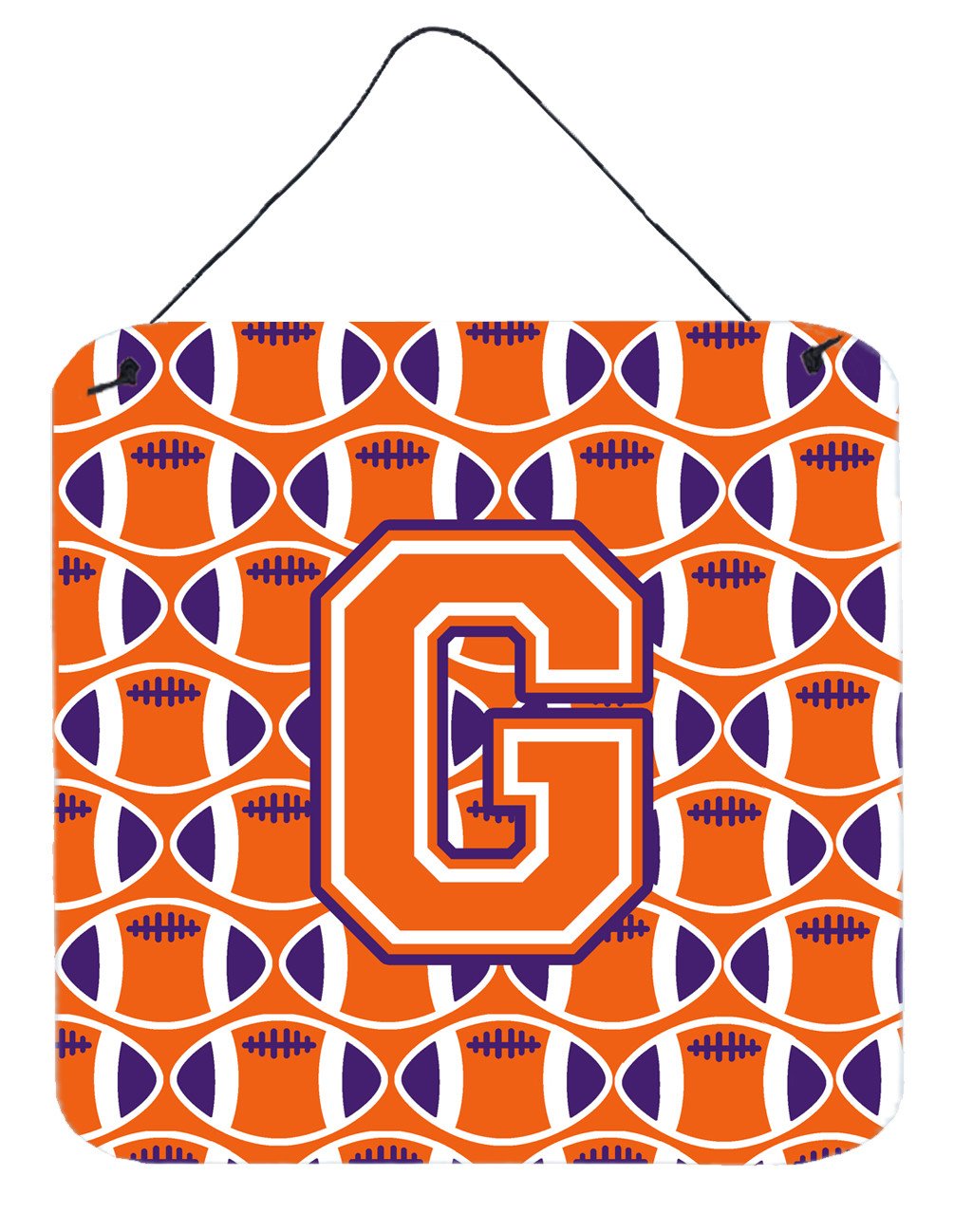 Letter G Football Orange, White and Regalia Wall or Door Hanging Prints CJ1072-GDS66 by Caroline&#39;s Treasures
