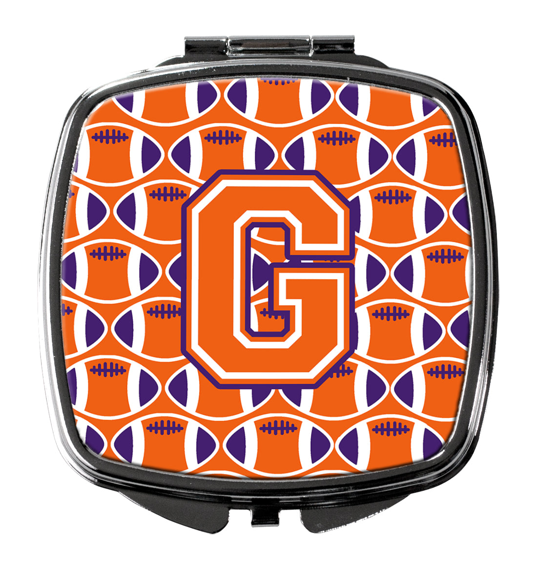 Letter G Football Orange, White and Regalia Compact Mirror CJ1072-GSCM