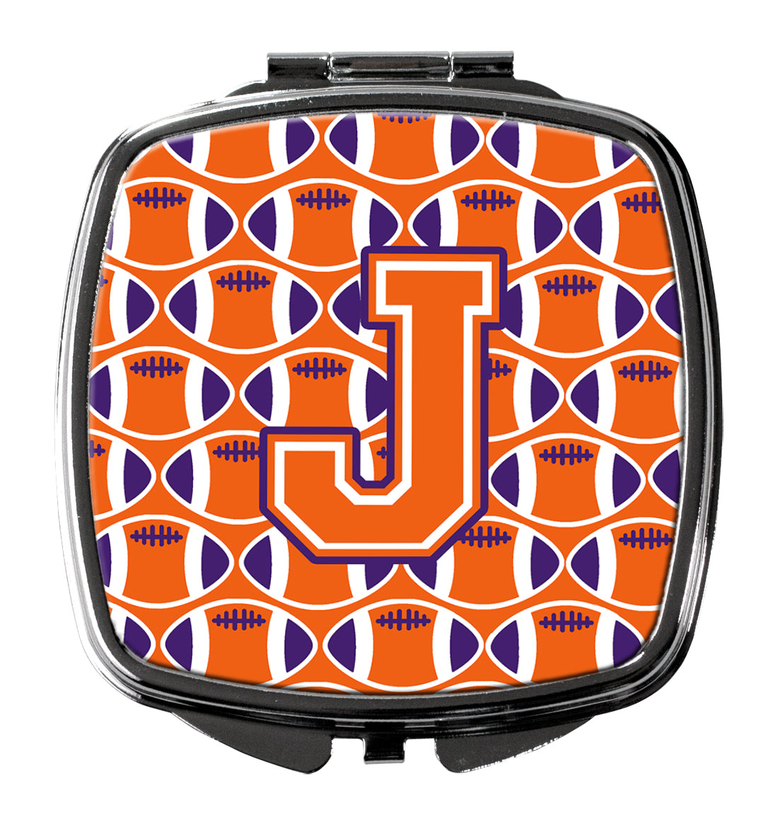 Lettre J Football Orange, Blanc et Regalia Compact Mirror CJ1072-JSCM