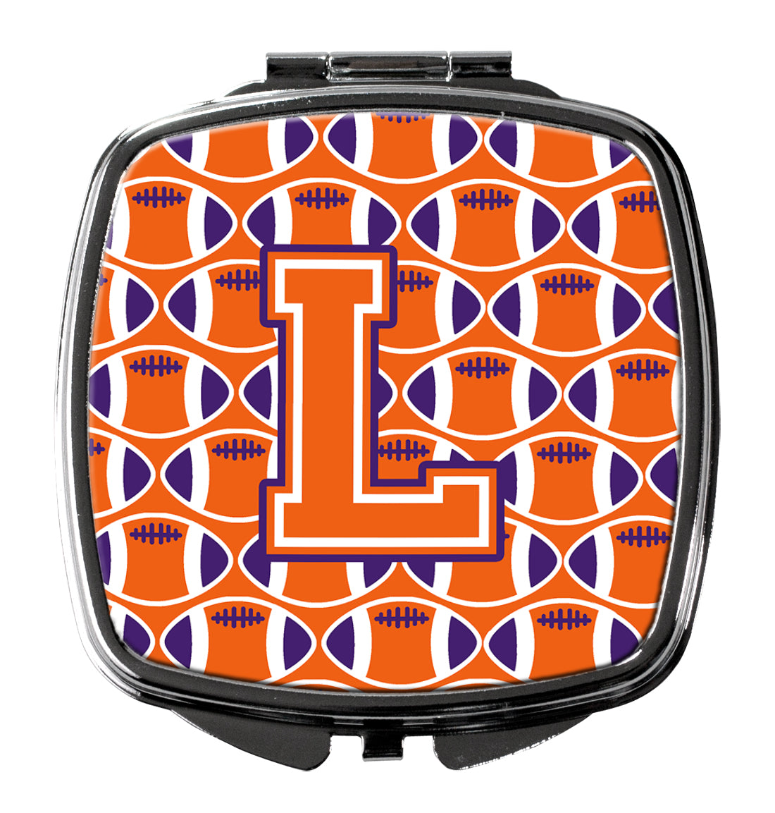 Letter L Football Orange, White and Regalia Compact Mirror CJ1072-LSCM
