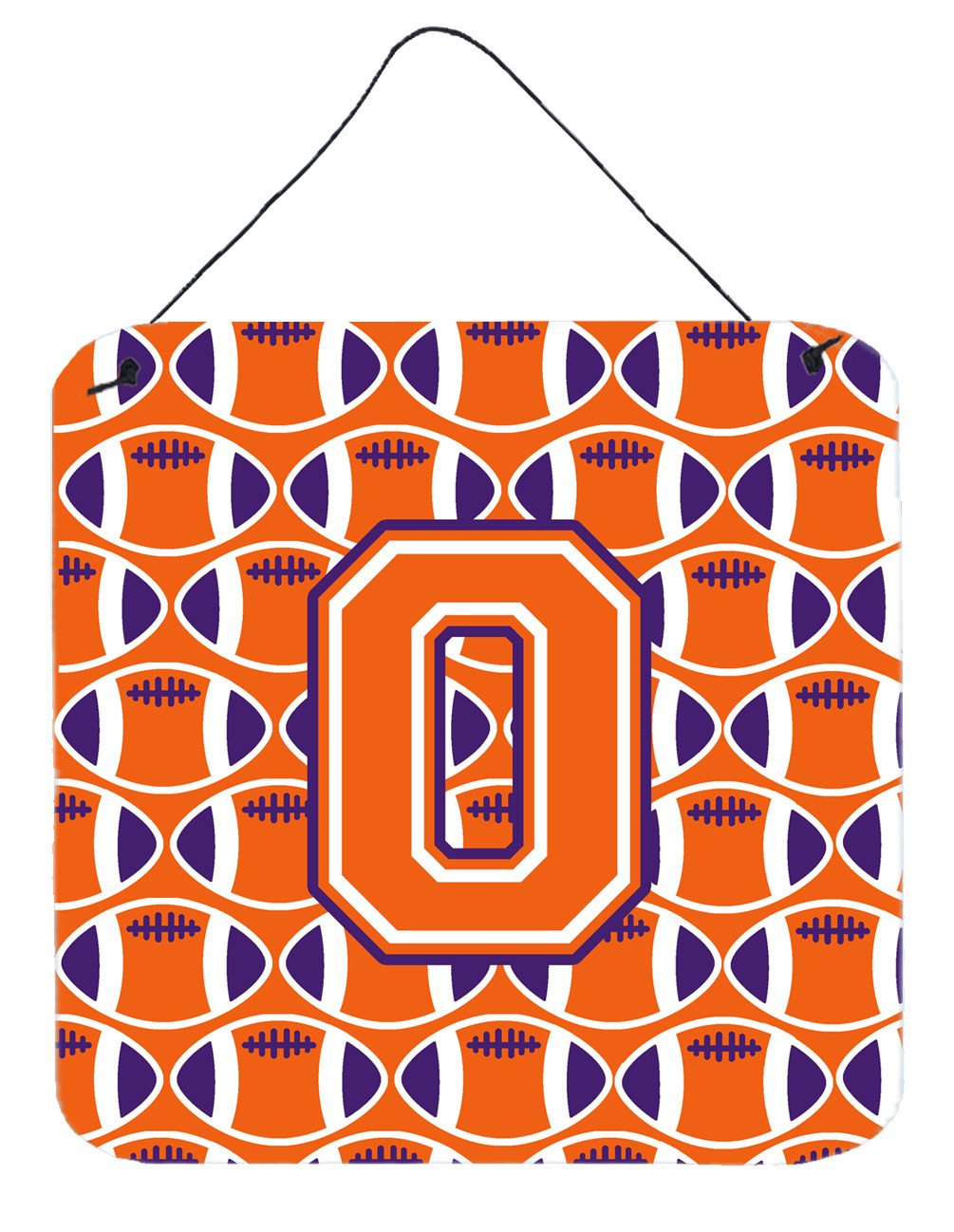 Letter O Football Orange, White and Regalia Wall or Door Hanging Prints CJ1072-ODS66 by Caroline&#39;s Treasures