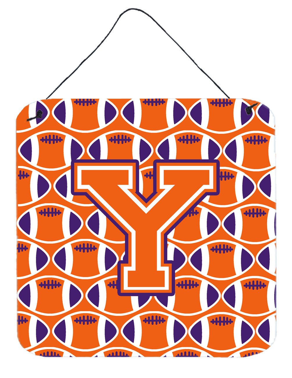 Letter Y Football Orange, White and Regalia Wall or Door Hanging Prints CJ1072-YDS66 by Caroline&#39;s Treasures