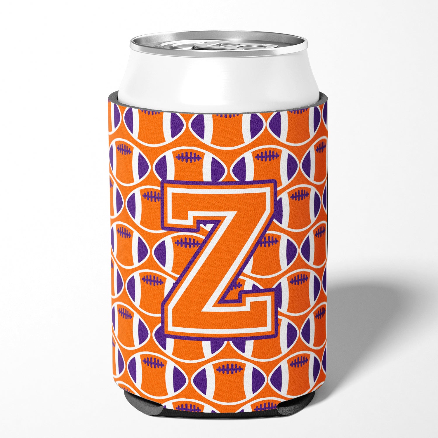 Letter Z Football Orange, White and Regalia Can or Bottle Hugger CJ1072-ZCC.