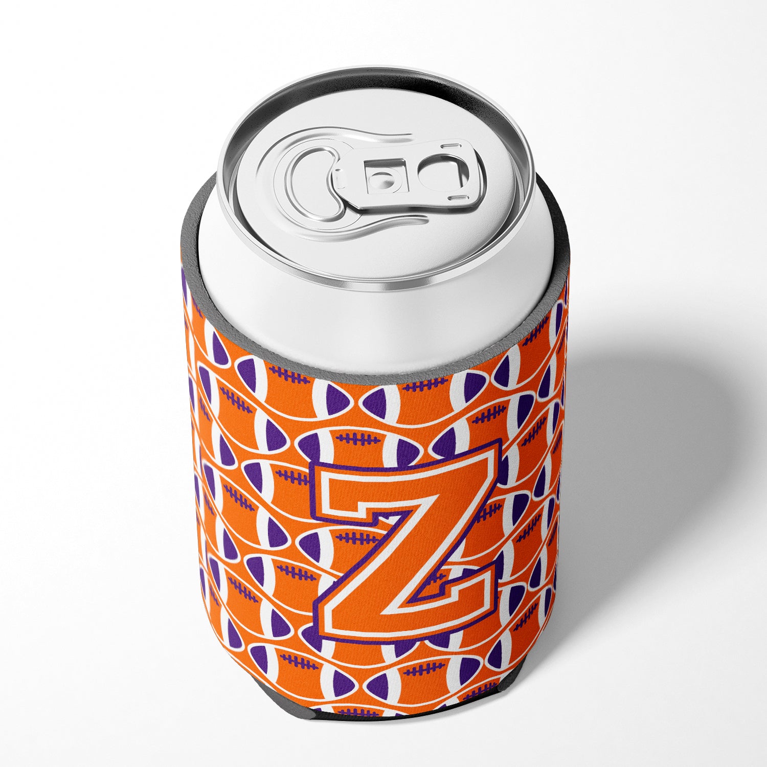 Letter Z Football Orange, White and Regalia Can or Bottle Hugger CJ1072-ZCC