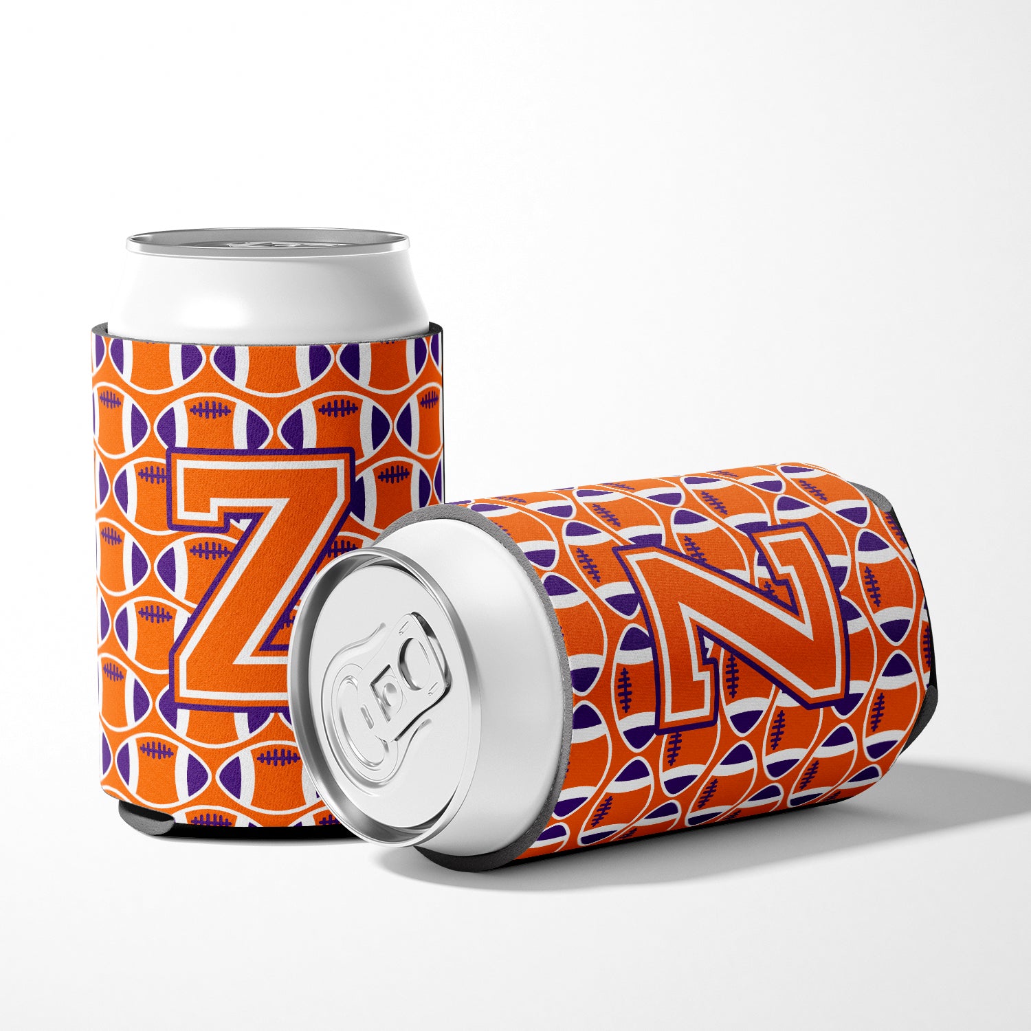 Letter Z Football Orange, White and Regalia Can or Bottle Hugger CJ1072-ZCC.