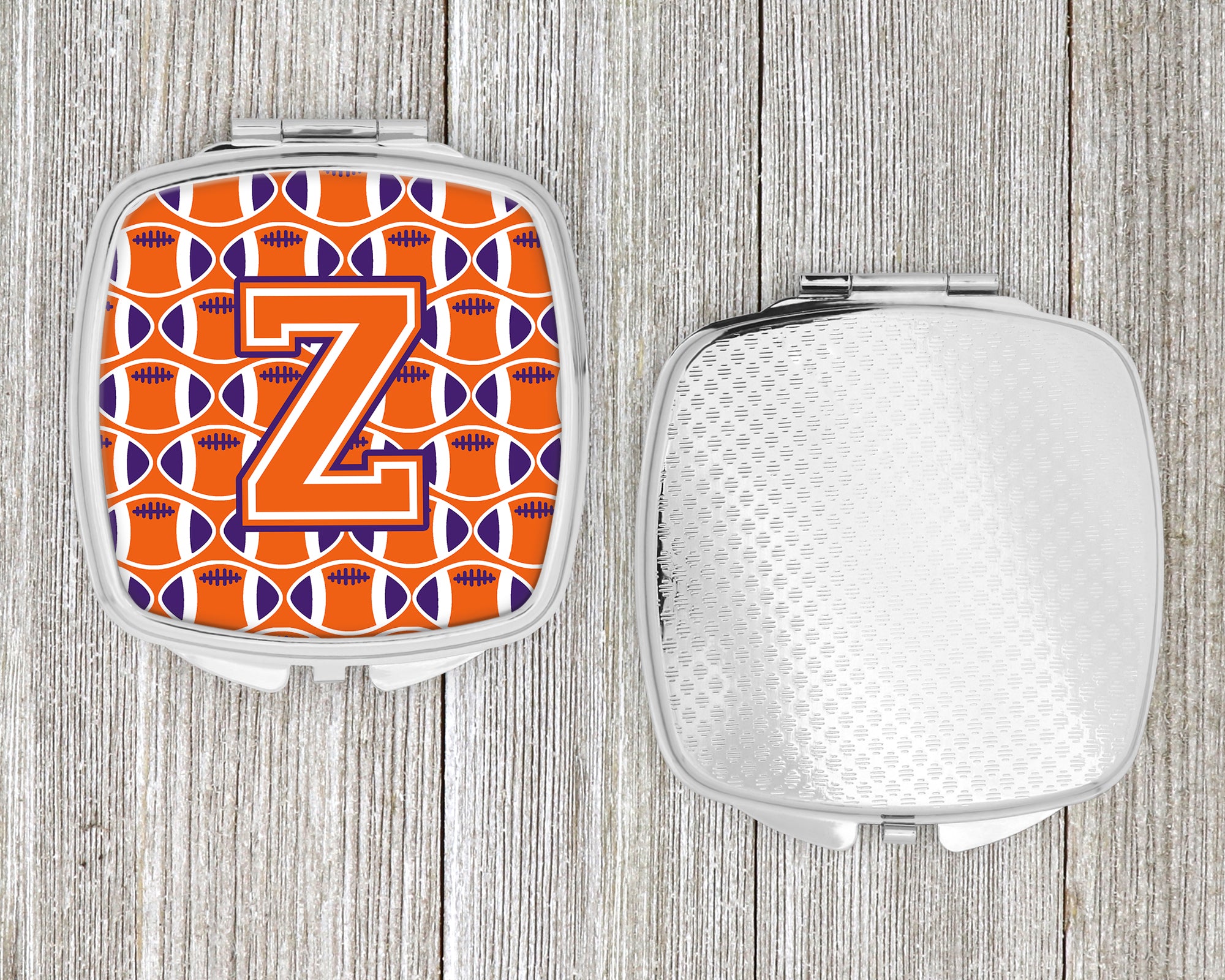 Letter Z Football Orange, White and Regalia Compact Mirror CJ1072-ZSCM  the-store.com.