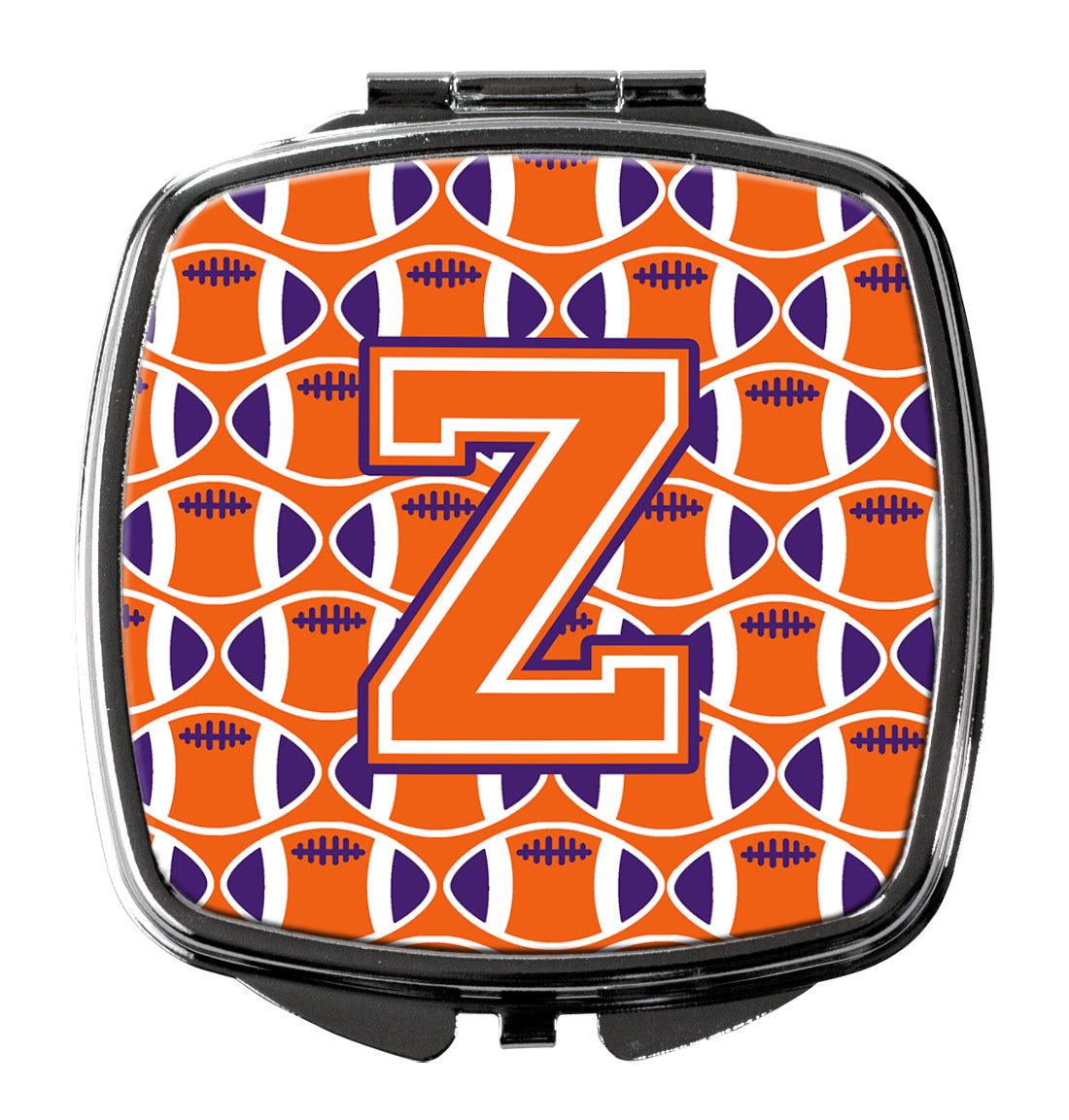 Letter Z Football Orange, White and Regalia Compact Mirror CJ1072-ZSCM  the-store.com.