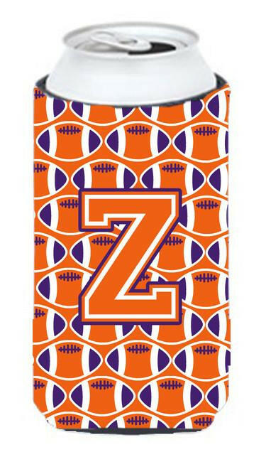 Letter Z Football Orange, White and Regalia Tall Boy Beverage Insulator Hugger CJ1072-ZTBC by Caroline&#39;s Treasures