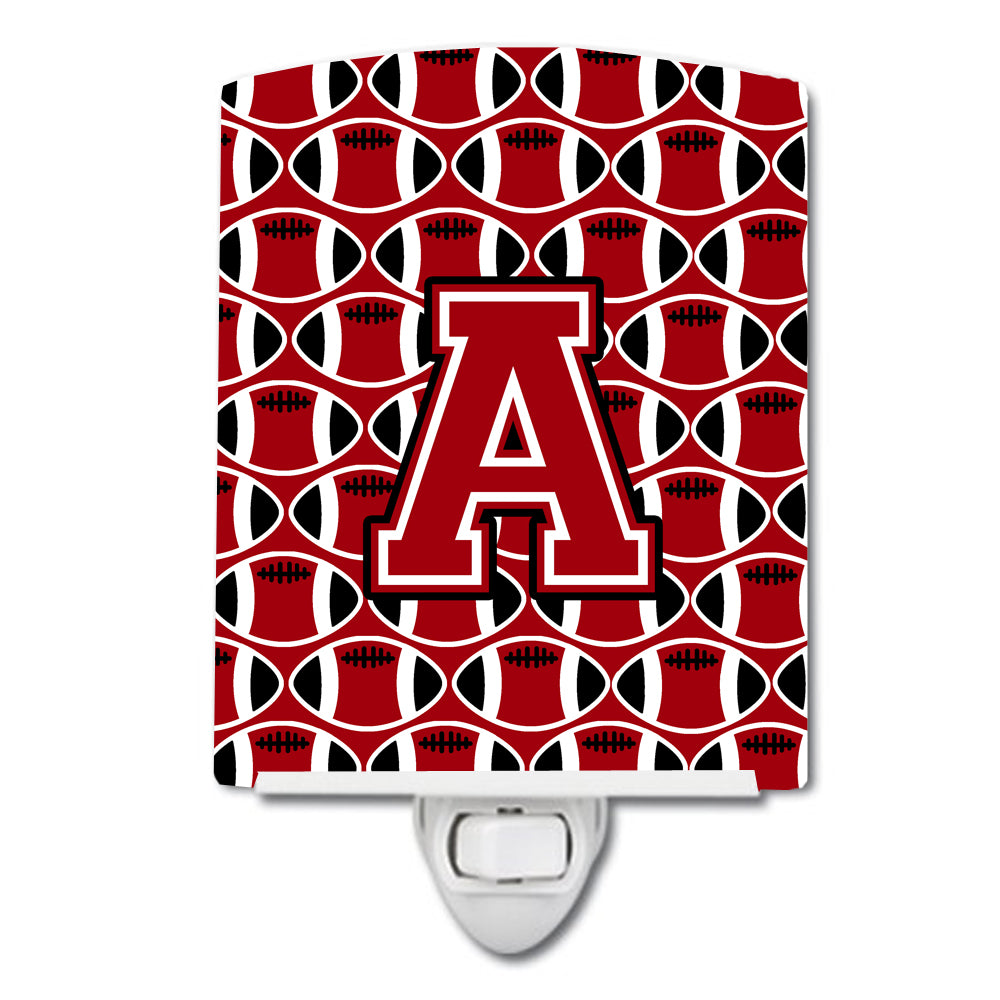 Letter A Football Red, Black and White Ceramic Night Light CJ1073-ACNL - the-store.com