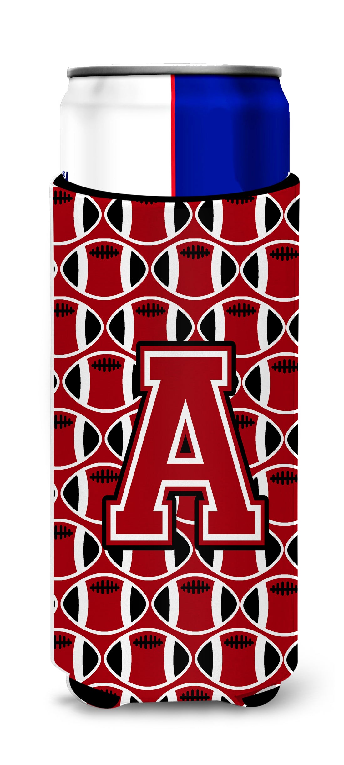 Letter A Football Red, Black and White Ultra Beverage Insulators for slim cans CJ1073-AMUK