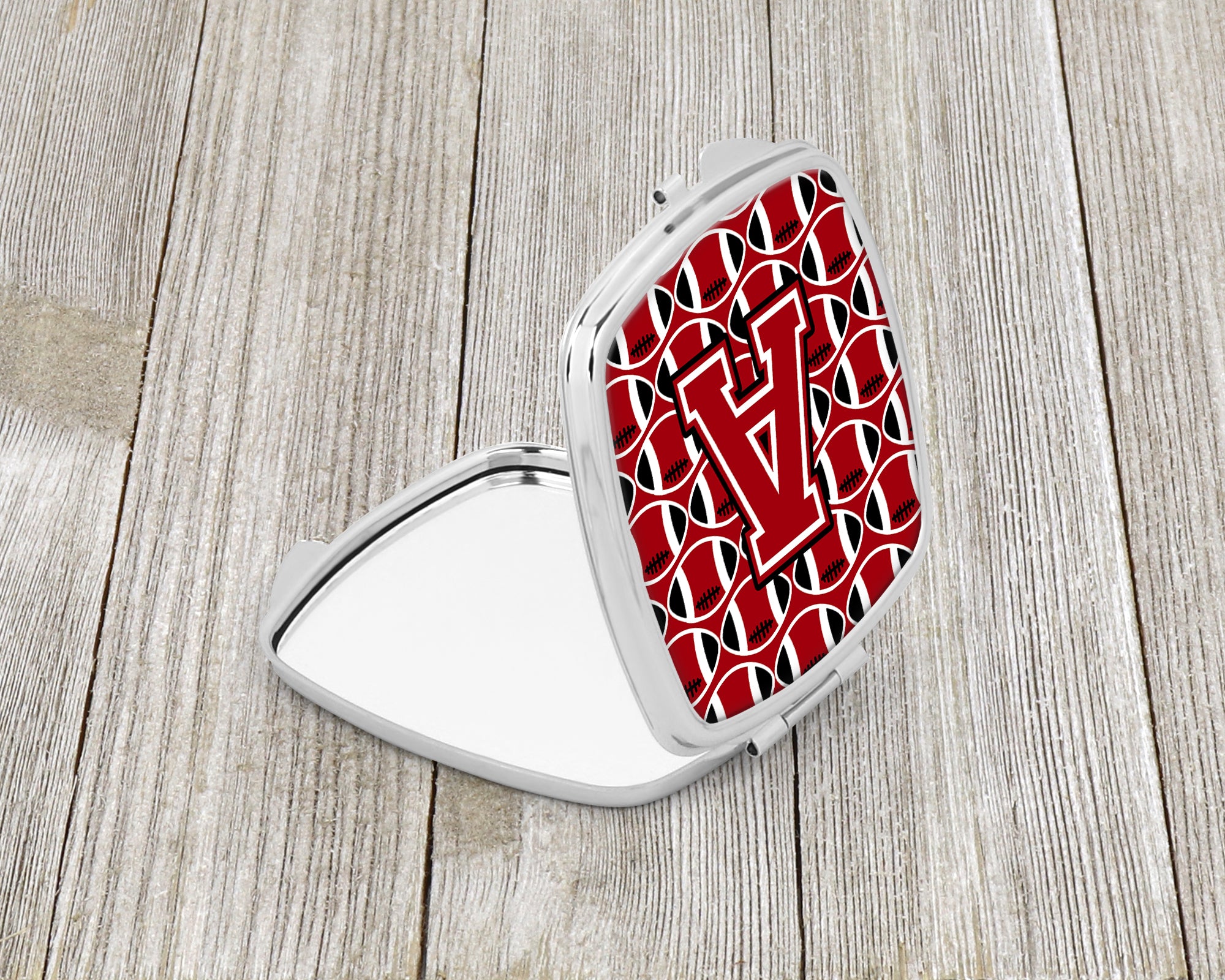 Letter A Football Red, Black and White Compact Mirror CJ1073-ASCM  the-store.com.